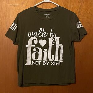 On Fire Dark Green Faith Graphic Tee